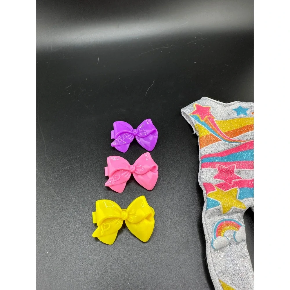 Jojo Siwa Fashion Doll Replacement outfit and‎ bow barrettes x3 Unicorn Silver